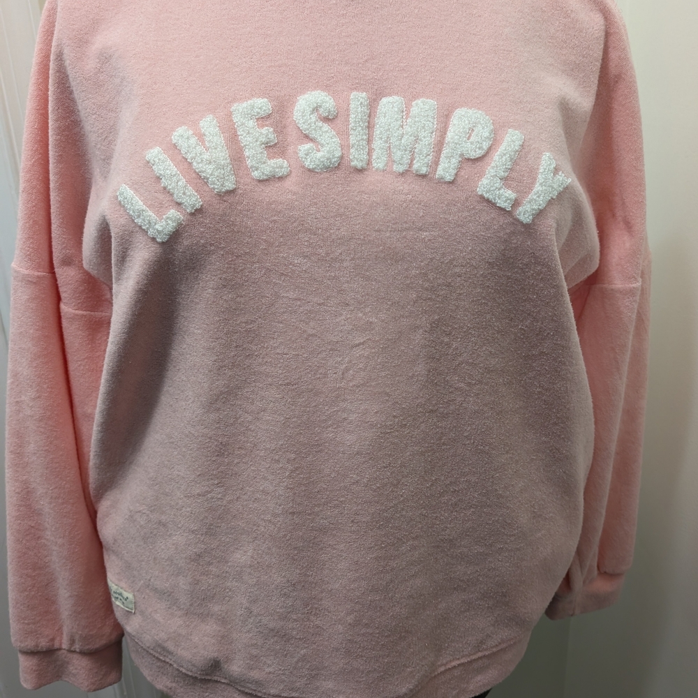 Simply Southern Pink Terry Cloth Sweatshirt
